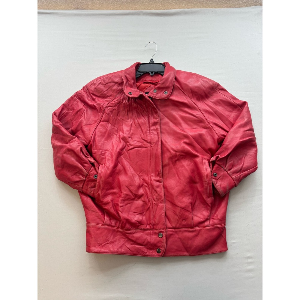 Vintage Tibor Red Leather Bomber Jacket Womens Small 80s Retro Quilted Lining